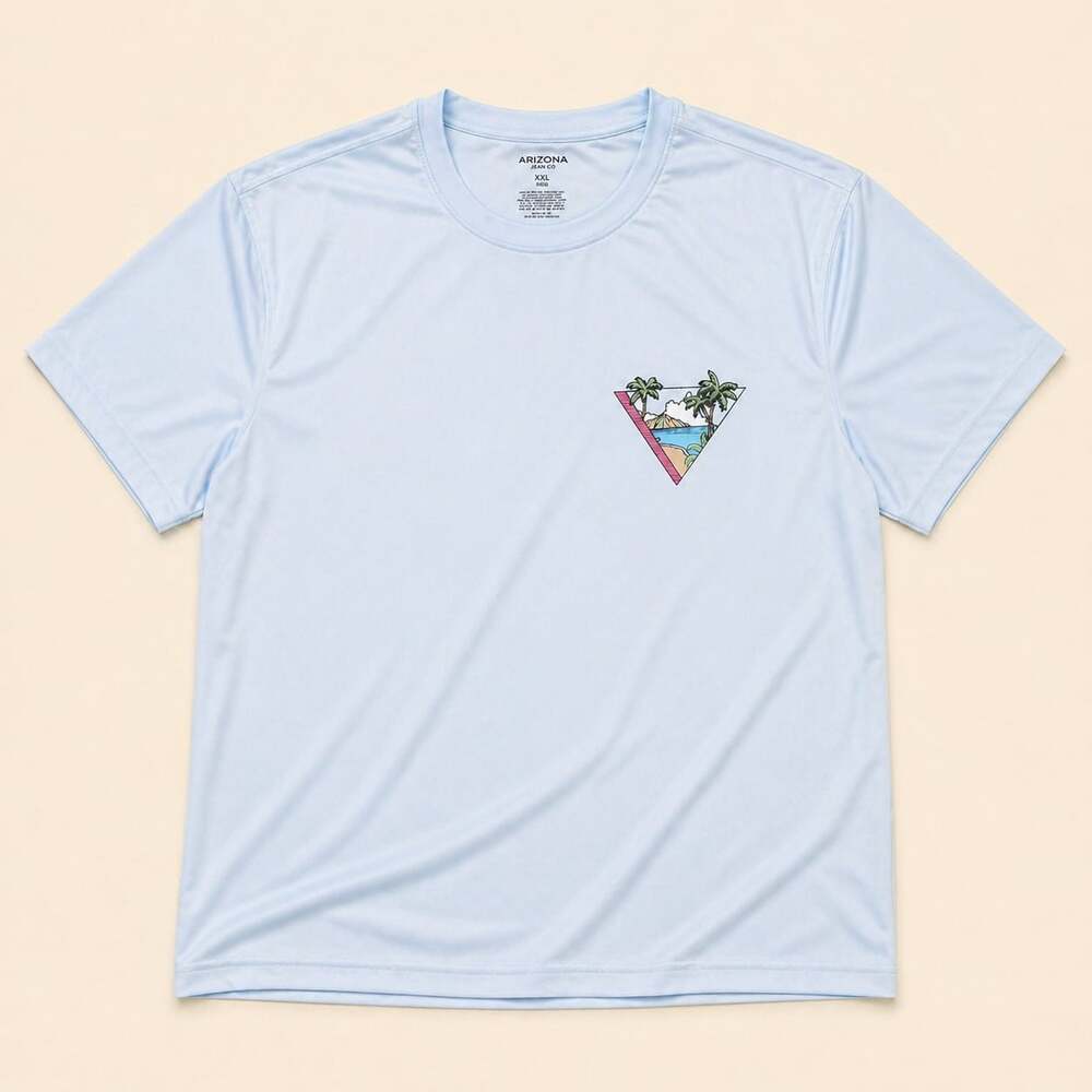 Arizona XXL Blue Beach Graphic Tee Y2K Tropical Surf‎ Summer Vibe